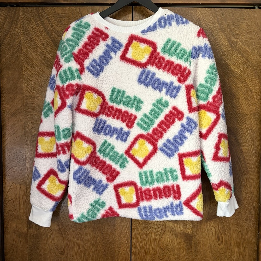 Walt Disney World XS Women's Logo Sherpa Fleece Long Sleeve Loungewear Sweater